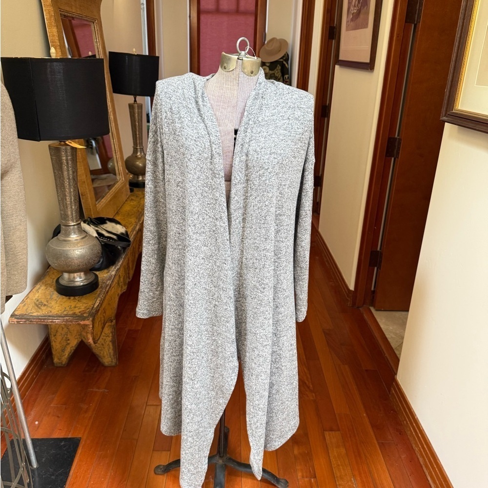 White House Black Market Womens Open Front Duster Long Cardigan Gray Size M